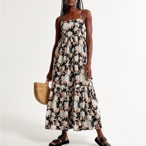 Abercrombie + Fitch Low Back Floral Babydoll Maxi Dress Large